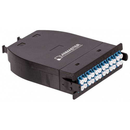 MPO кассета OS2, 24xLC, тип B, низкие потери, черная